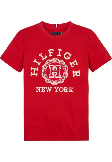 Camiseta Roja Con Escudo Archive De Monotipo Para Niño Tommy Hilfiger