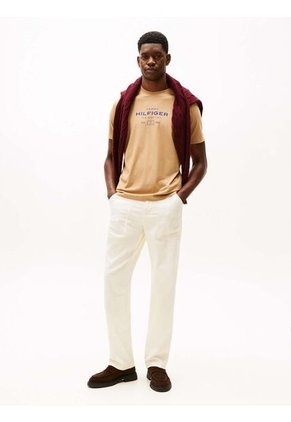 Camiseta Marrón De Cuello Redondo Con Logo Tommy Hilfiger