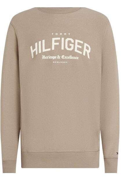 Saco Beige Con Logo Arqueado Y Cuello Redondo Tommy Hilfiger