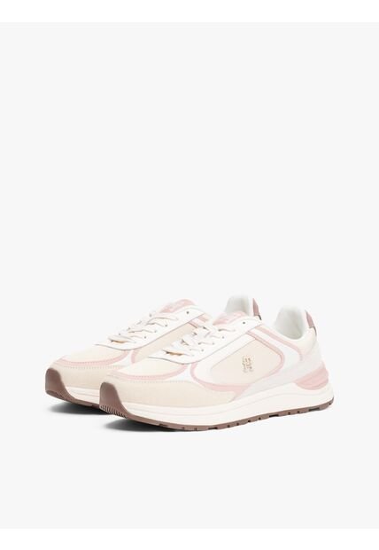 Tenis Beige De Ante Con Texturas Mixtas Tommy Hilfiger