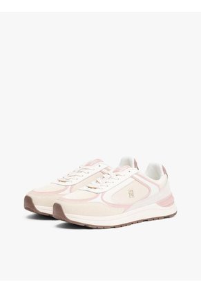 Tenis Beige De Ante Con Texturas Mixtas Tommy Hilfiger