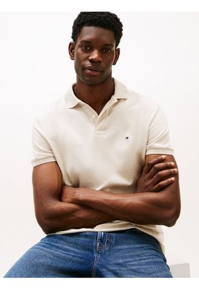 Polo Gris De Punto Interlock De Corte Regular Tommy Hilfiger