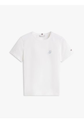 Camiseta Blanca De Corte Regular Con Diseño De Rayas Tommy Hilfiger