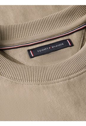 Saco Beige Con Logo Arqueado Y Cuello Redondo Tommy Hilfiger
