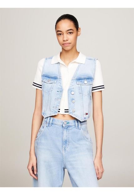 Chaleco Azul Denim Classics Con Cuello En V Para Mujer  Tommy Jeans