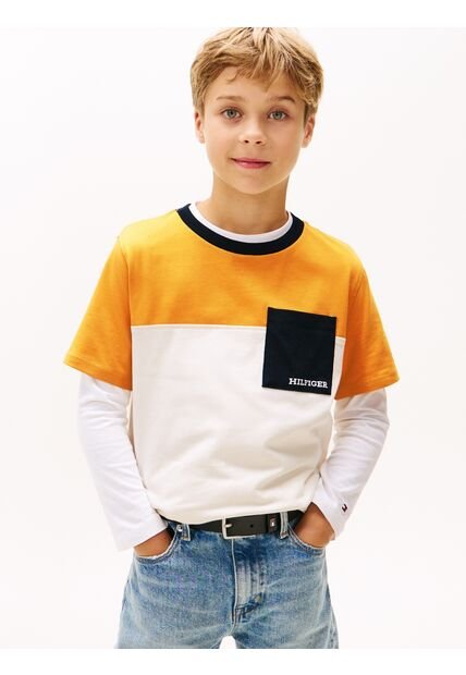 Camiseta Amarilla Con Diseño Colorblock Tommy Hilfiger