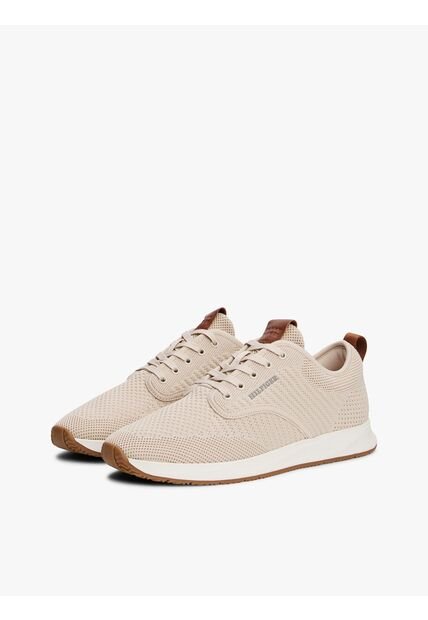 Tenis Beige De Punto Con Logo Tommy Hilfiger