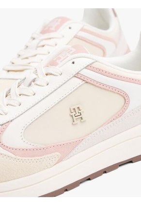 Tenis Beige De Ante Con Texturas Mixtas Tommy Hilfiger