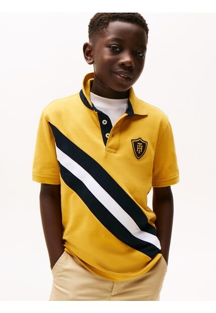 Polo Amarillo De Manga Corta Con Logo Tommy Hilfiger