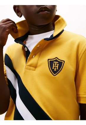 Polo Amarillo De Manga Corta Con Logo Tommy Hilfiger