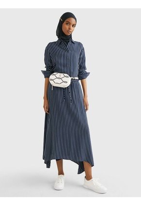 Falda Midi Con Diseño De Rayas Mujer Blanco Tommy Hilfiger