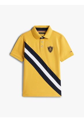 Polo Amarillo De Manga Corta Con Logo Tommy Hilfiger