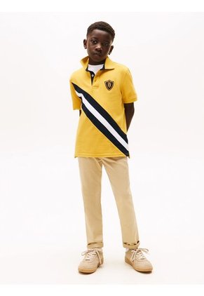 Polo Amarillo De Manga Corta Con Logo Tommy Hilfiger