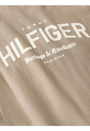 Saco Beige Con Logo Arqueado Y Cuello Redondo Tommy Hilfiger