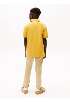 Polo Amarillo De Manga Corta Con Logo Tommy Hilfiger