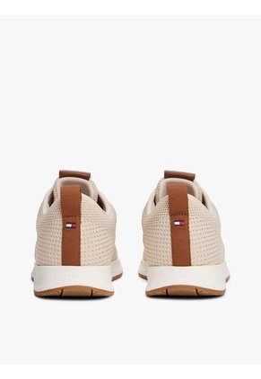 Tenis Beige De Punto Con Logo Tommy Hilfiger