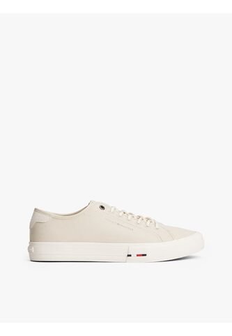 Tenis Beige De Lona Con Logo Distintivo Tommy Hilfiger Tommy Hilfiger