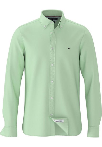 Camisa Verde Slim En Dobby TH Flex Tommy Hilfiger