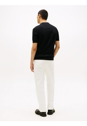 Saco Tipo Polo Negro Manga Corta Con Logo Tommy Hilfiger