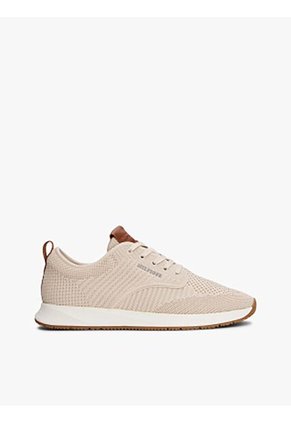Tenis Beige De Punto Con Logo Tommy Hilfiger
