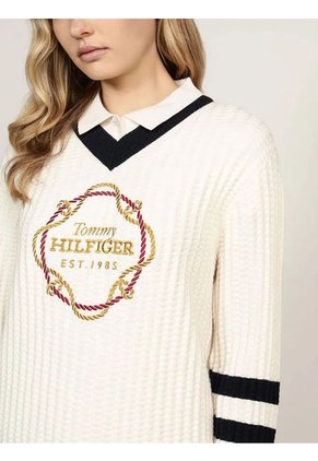 Saco Tejido De Cuello V Con Logo Gráfico Tommy Hilfiger