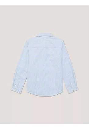 Camisa Celeste A Rayas Con Logo Para Niños Tommy Hilfiger