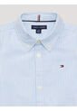 Camisa Celeste A Rayas Con Logo Para Niños Tommy Hilfiger de Tommy Hilfiger
