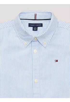 Camisa Celeste A Rayas Con Logo Para Niños Tommy Hilfiger