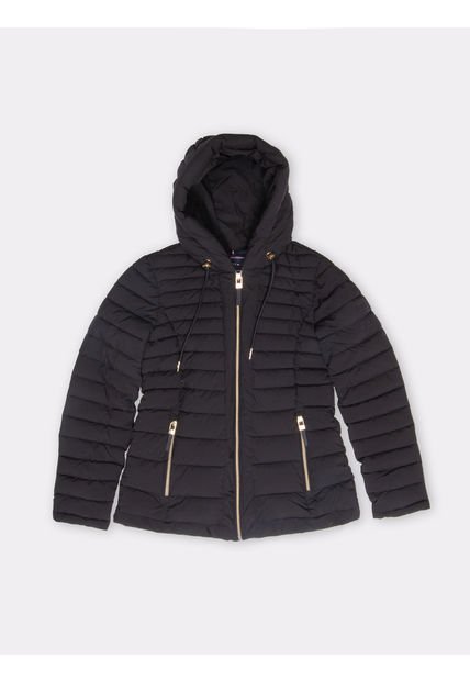 Chaqueta Negra Acolchada Ligera Con Capota Tommy Hilfiger