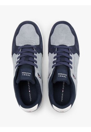 Tenis Gris De Ante Con Mezcla De Texturas Tommy Hilfiger