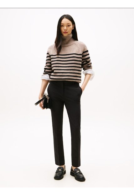 Pantalón Negro Slim De Gabardina Tommy Hilfiger