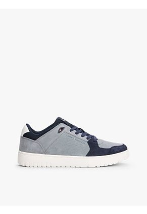 Tenis Gris De Ante Con Mezcla De Texturas Tommy Hilfiger