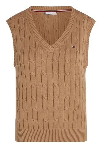 Chaleco Beige De Punto De Algodón Para Mujer Tommy Hilfiger Tommy Hilfiger