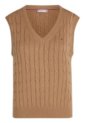 Chaleco Beige De Punto De Algodón Para Mujer Tommy Hilfiger