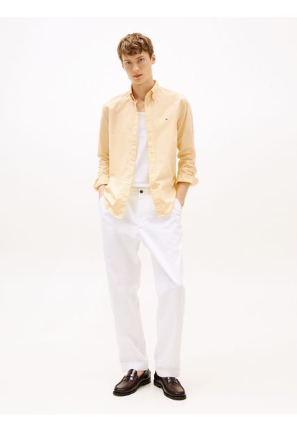 Camisa Amarilla TH Flex Regular De Popelín Tommy Hilfiger
