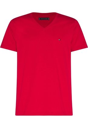 Camiseta Roja Essential En Cuello V Tommy Hilfiger