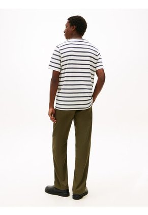 Camiseta Blanca De Rayas Con Cuello Redondo Tommy Hilfiger