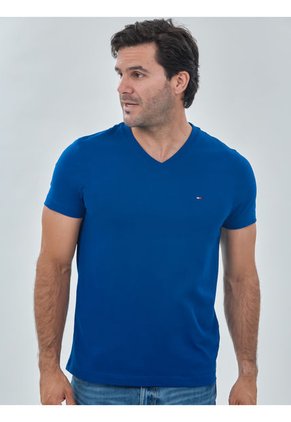 Camiseta Azul Essential En Cuello V Tommy Hilfiger