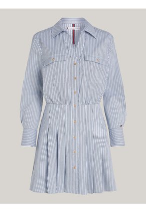 Vestido Celeste Corto Plisado Tommy Hilfiger