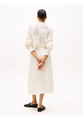 Falda Blanco Midi Plisada Con Logo En Cintura Tommy Hilfiger