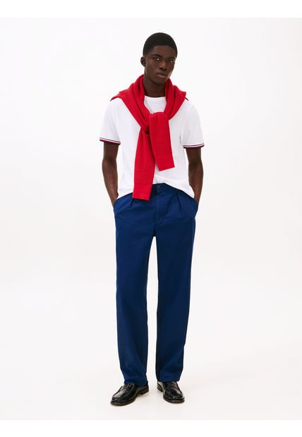 Camiseta Blanca De Cuello Redondo Con Logo Tommy Hilfiger