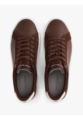 Tenis Marrón De Tenis En Cuero Texturizada Tommy Hilfiger