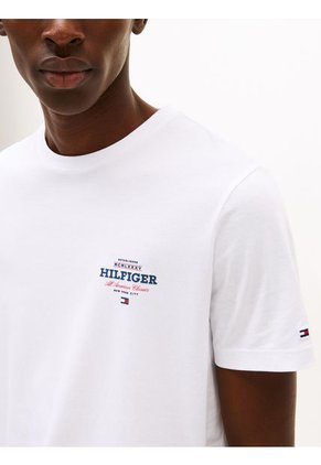 Camiseta Blanca De Cuello Redondo Con Logo Tommy Hilfiger