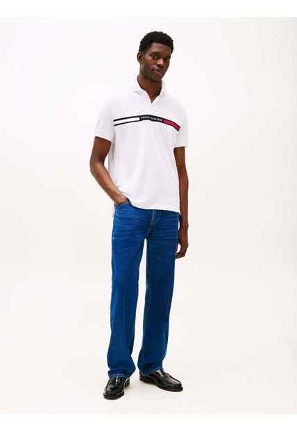 Polo Blanco De Corte Regular Con Logo En El Pecho Tommy Hilfiger