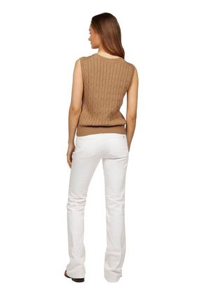 Chaleco Beige De Punto De Algodón Para Mujer Tommy Hilfiger