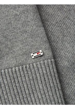 Saco Gris Tejido Cropped De Cuello Redondo Tommy Hilfiger