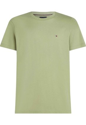 Camiseta Verde De Cuello Redondo Con Logo Bordado Tommy Hilfiger