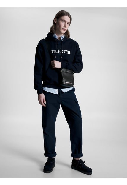 Bolso Cruzado Con Rayas De Colores Distintivos Hombre Negro Tommy Hilfiger