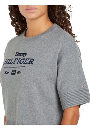 Saco Gris Tejido Cropped De Cuello Redondo Tommy Hilfiger