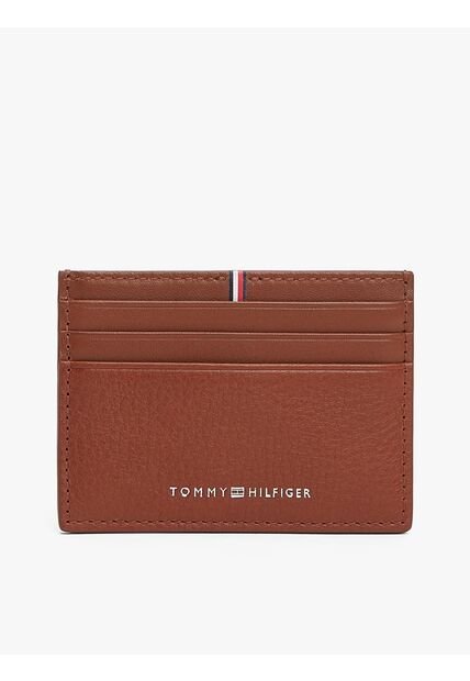 Tarjetero Marrón Corporate De Cuero Con Logo Tommy Hilfiger